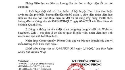 V/v tuyên truyền, đăng ký, cài đặt và sử dụng VssID-Bảo hiểm xã hội số thay thế thẻ BHYT giấy